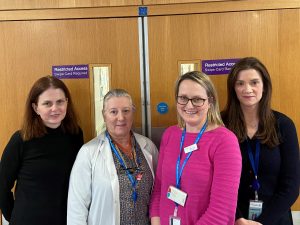 SVUH AMS team, from L - R: Dr Sinead McNicholas (Consultant Microbiologist), Zulema Gonzalez (Antimicrobial pharmacist), Gillian Curran (Antimicrobial pharmacist) and Dr Una Sutton-Fitzpatrick (Consultant Microbiologist). 